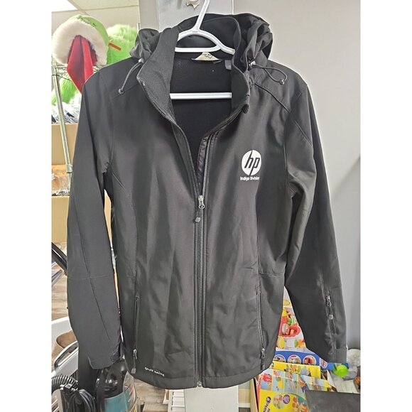 Eddie Bauer Jacket Womens L Plus Black WeatherEdge Hooded Waterproof Windbreake - Picture 1 of 7